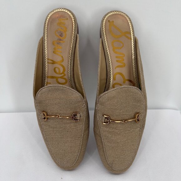Sam Edelman Tan Linen Slip-On Mules Loafers Women’s 10M - Picture 1 of 11